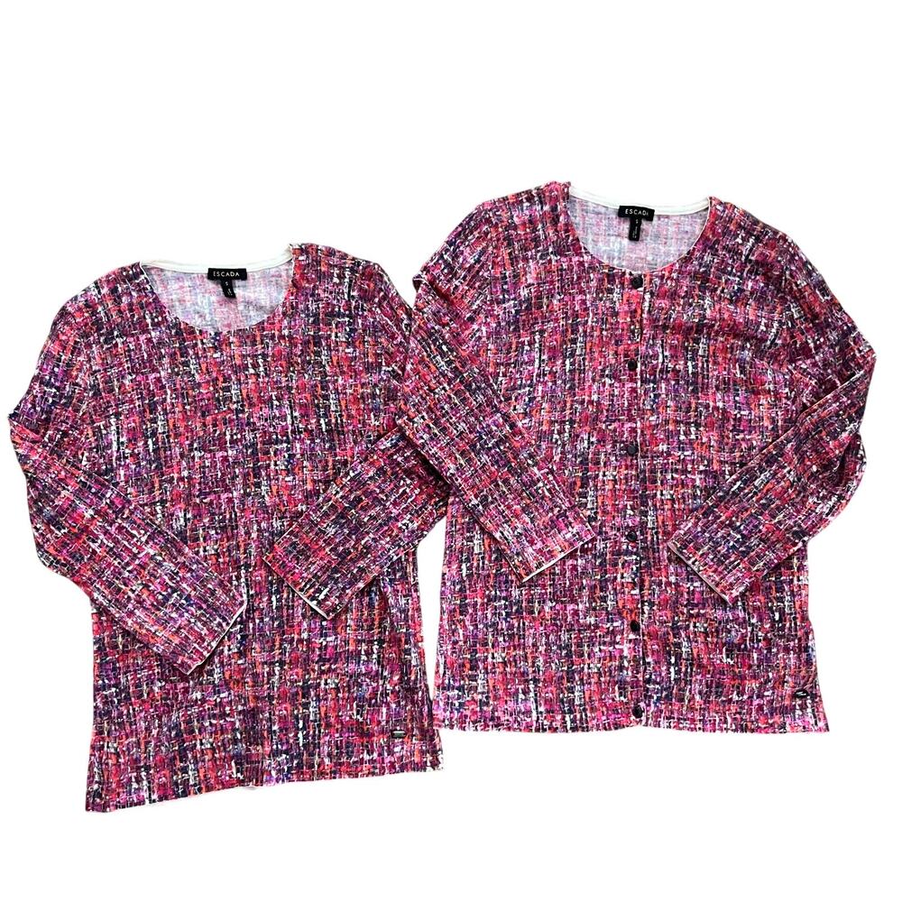Escada 100% Virgin Wool Twin Set Cardigan Sweater S Made in Italy Multicolor